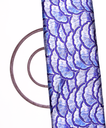 Blue Colour Abstract Print Satin Fabric